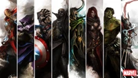 Iconic Marvel Superheroes and Villains Collage