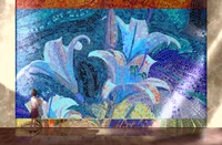 mosaic, blue, modern art, art, painting wallpaper