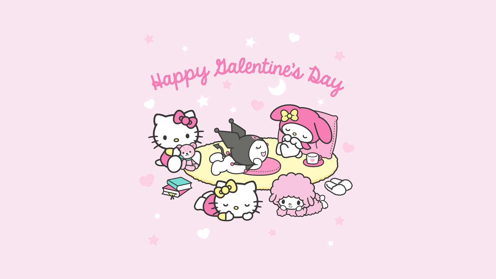 Hello kitty valentine's day wallpaper (happy valentines day, hello kitties, kuromi, cinnamoroll, my melody)