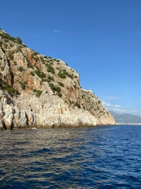 mer, îlot, eau, montagne, paysage naturel