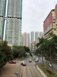 Paisagem urbana de Hong Kong: Blocos de torres e infraestrutura da cidade