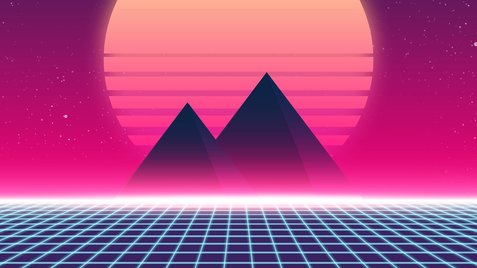 digital art, neon, pyramid, retrowave, synthwave wallpaper