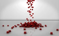 Cubes rouges tombants : Un symbole d'amour