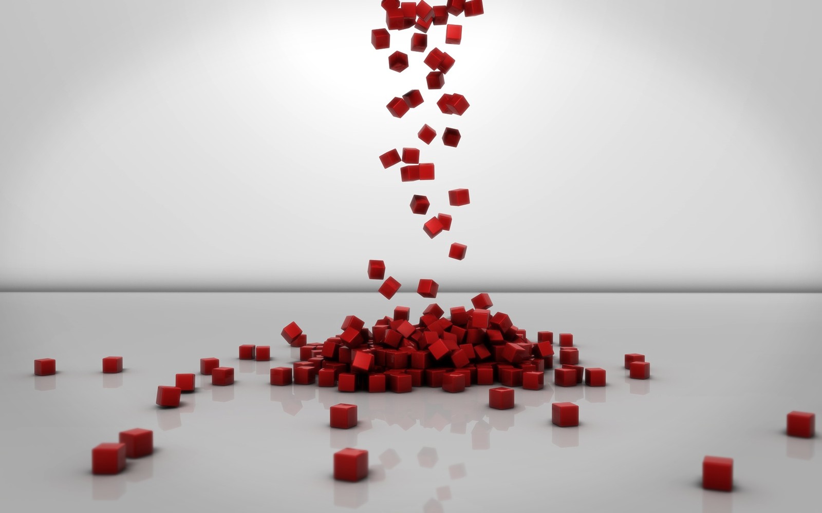 Un groupe de cubes rouges tombe dans les airs (rouge, cube, amour)