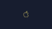 yellow, apple logo, neon sign, dark background, glowing wallpaper