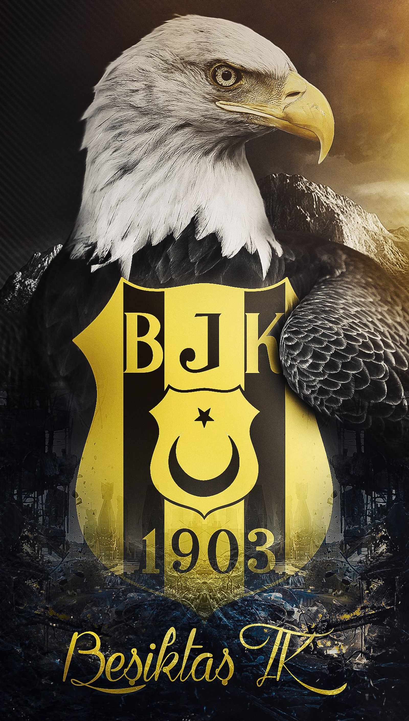 Los jirafas son el emblema de un equipo de fútbol con un águila calva (besiktas, fondo de pantalla besiktas, bjk, águila, kartal)