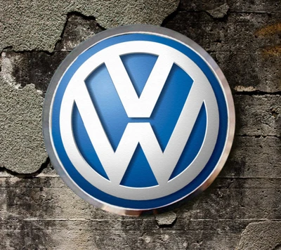 Logotipo da Volkswagen em uma parede texturizada