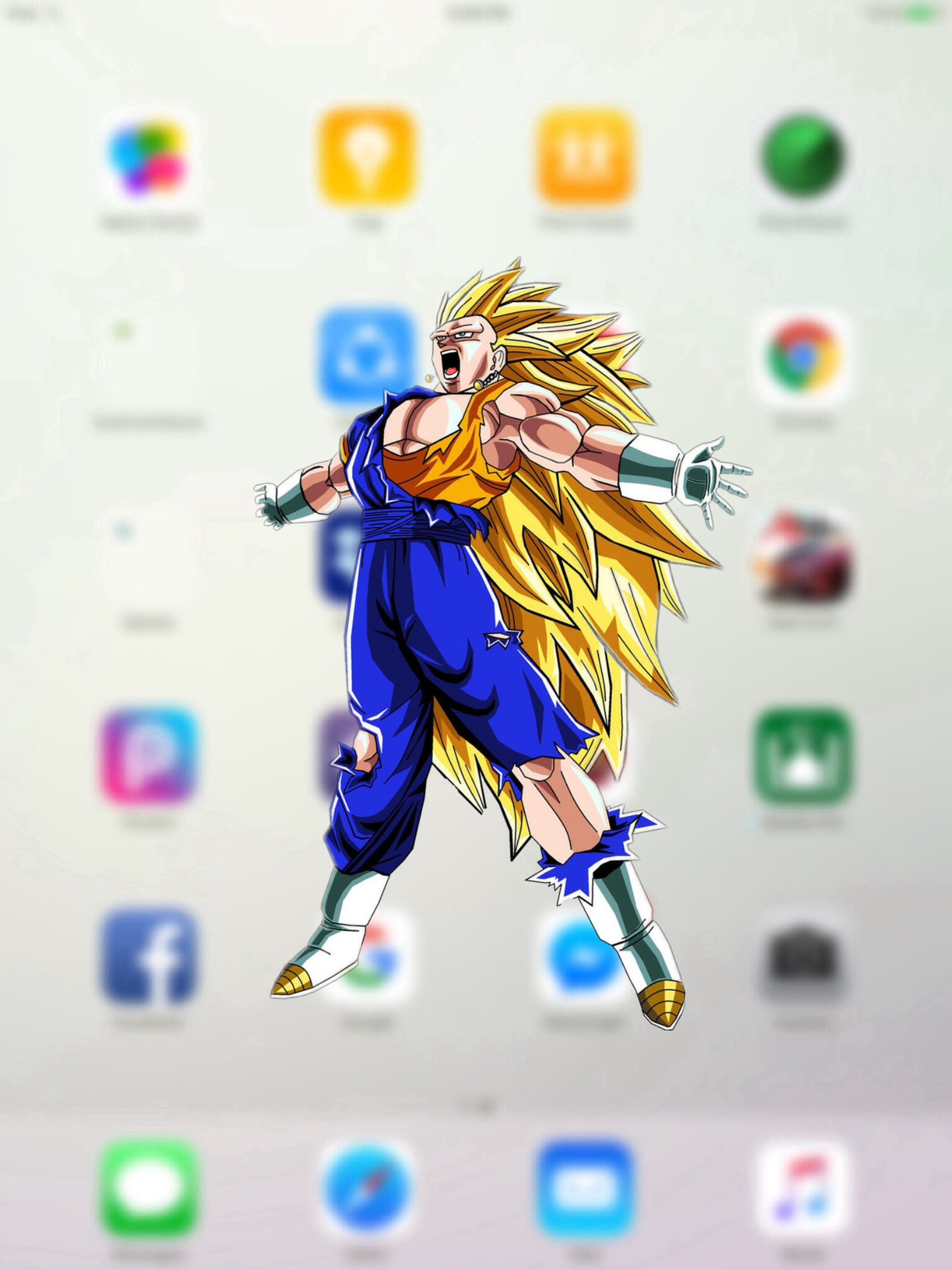 Un primer plano de un cartoon de una persona con un teléfono celular (dragon ball z, goku)