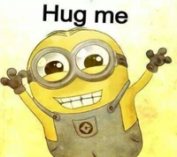 Minion alegre invitando a un abrazo