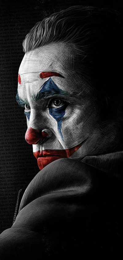 Joker 2019: Un retrato impactante en blanco y negro con acentos rojos y azules