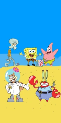 SpongeBob and Friends Enjoying a Day at the Beach