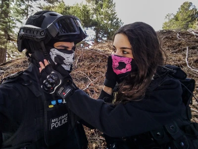 Military Police Interaction with Blackshark and Blackfox Masks