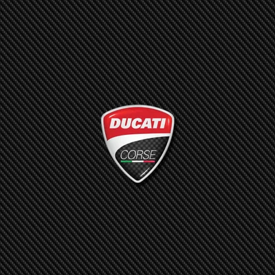 Insigne Ducati Corse sur fond en fibre de carbone