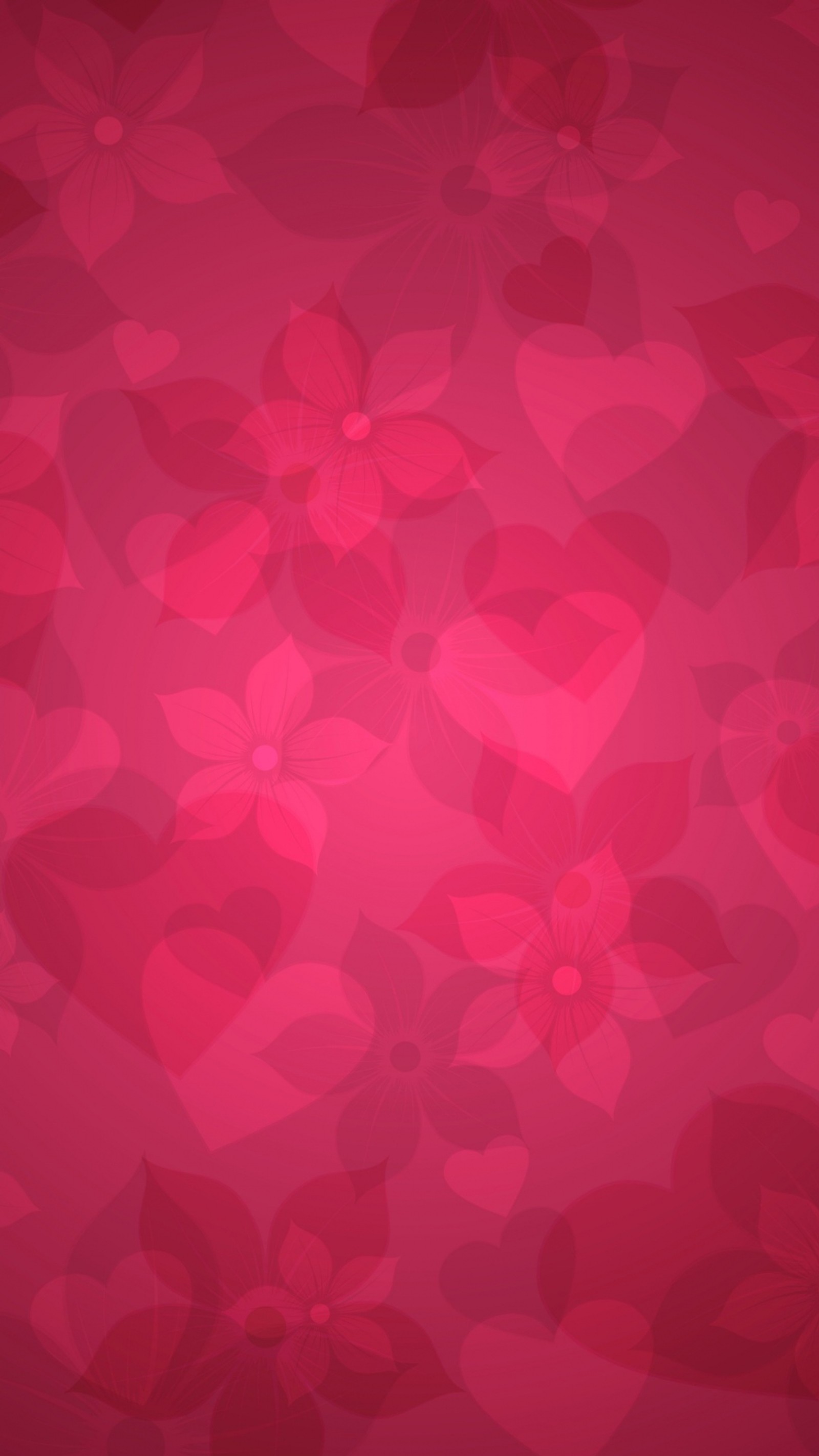 Valentine background with hearts and flowers (flowers, hd, hearts, pink, texture)