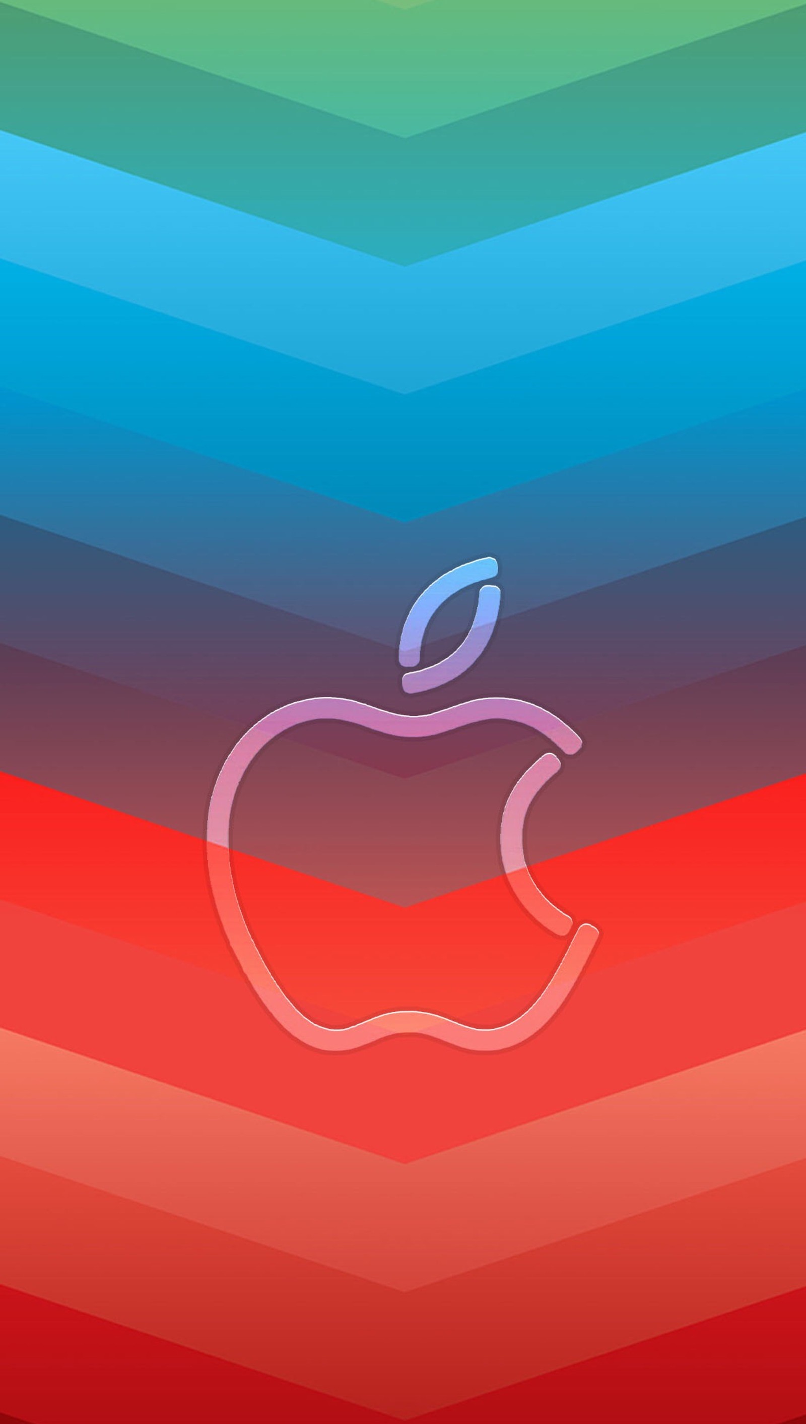 Auf einem bunten hintergrund ist ein bild des apple-logos (apfel, logo)