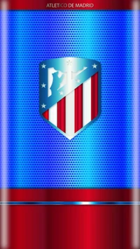 Logotipo do Atlético de Madrid FC em um fundo azul e vermelho