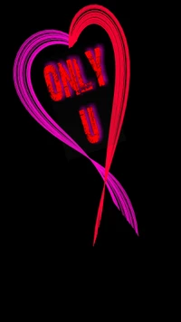 Only U: A Vibrant Heart in Shades of Pink and Red