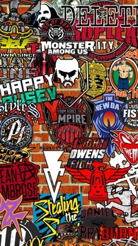 wwe, наклейки, стикербомб, stickerbomb, суперзвезды wwe