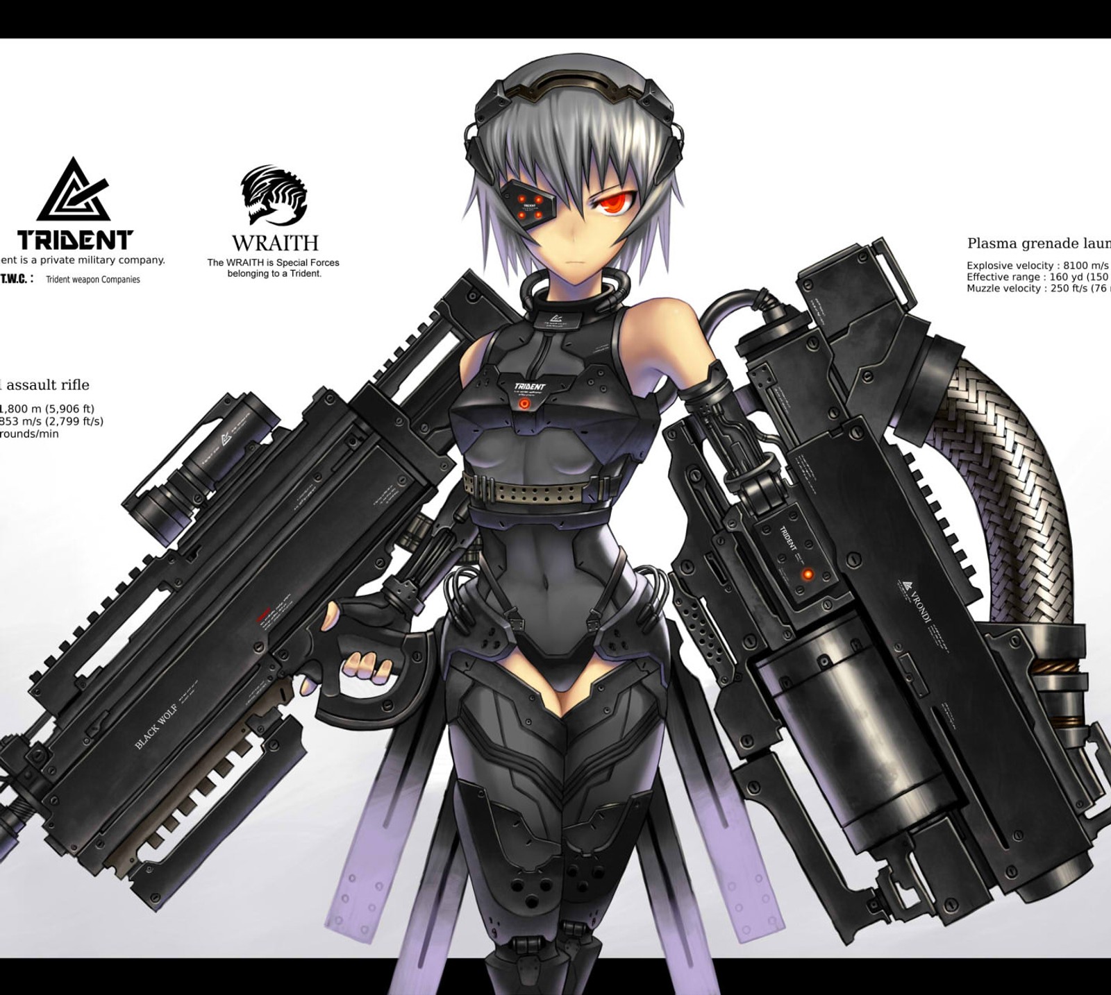 anime girl, huge weapon, mecha Download Wallpaper