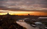 université détat de moscou, coucher de soleil, nuage, horizon, soir