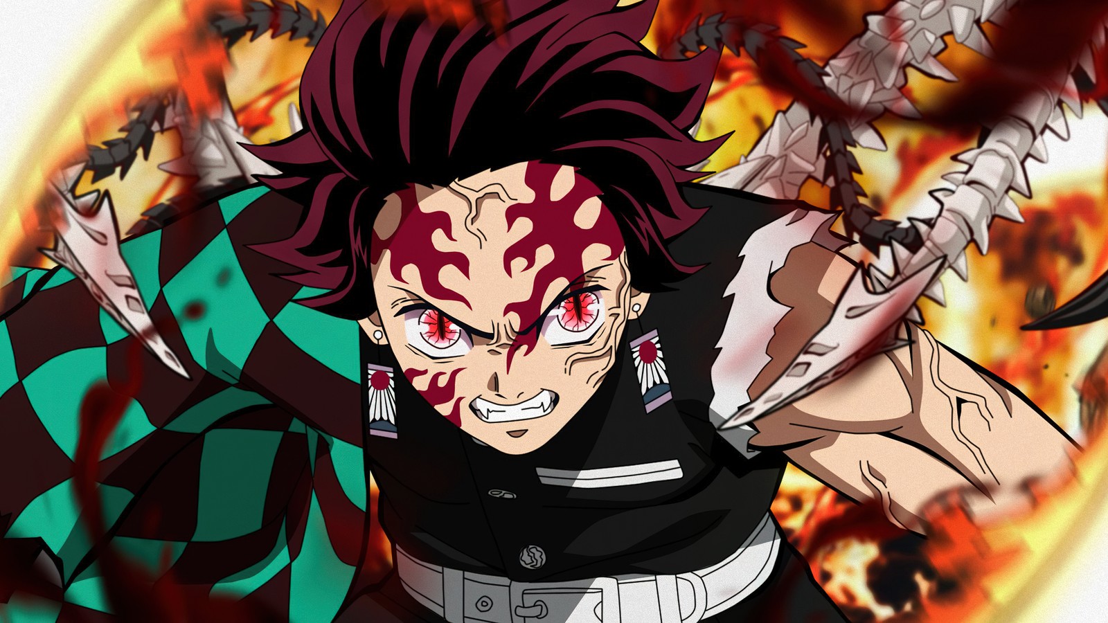 Baixar papel de parede tanjiro kamado, arte de fãs, assassino de demônios kimetsu no yaiba, demon slayer kimetsu no yaiba, 5k