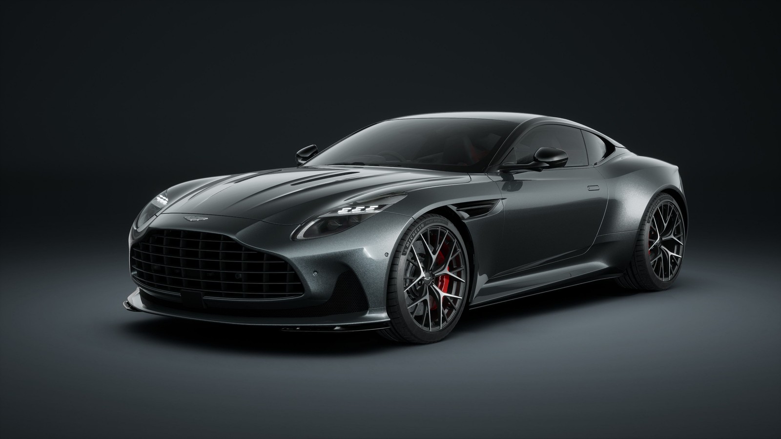 El nuevo aston gt se muestra en un estudio oscuro (aston martin db12, coche deportivo, fondo oscuro, oscuro negro, coches)