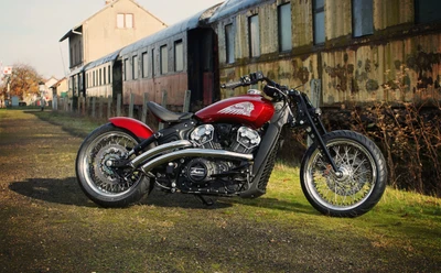 индийский мотоцикл метц, скутер боббер, scout bobber, красные крылья, 2021