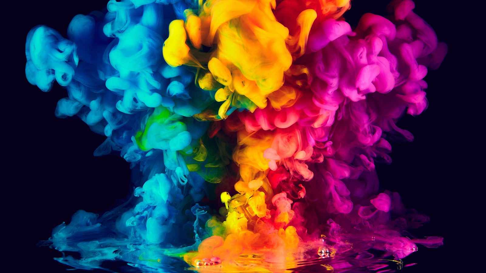 A close up of a colorful cloud of liquid in the water (smoke, colored smoke, color, colorfulness, flower)