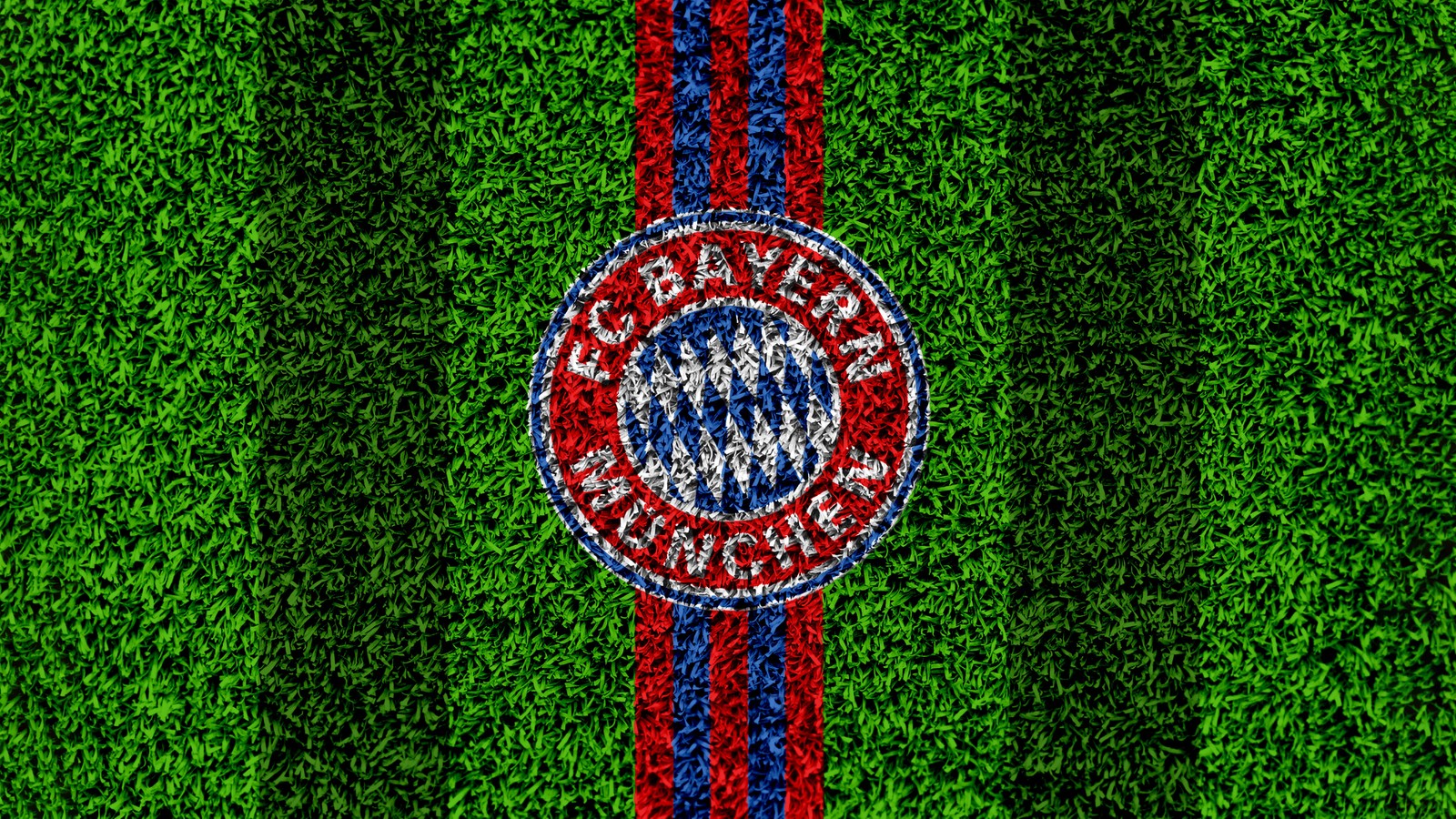 fc bayern munich, green background, 5k, green grass, logo Download Wallpaper