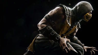 Escorpión en posición de combate de Mortal Kombat X