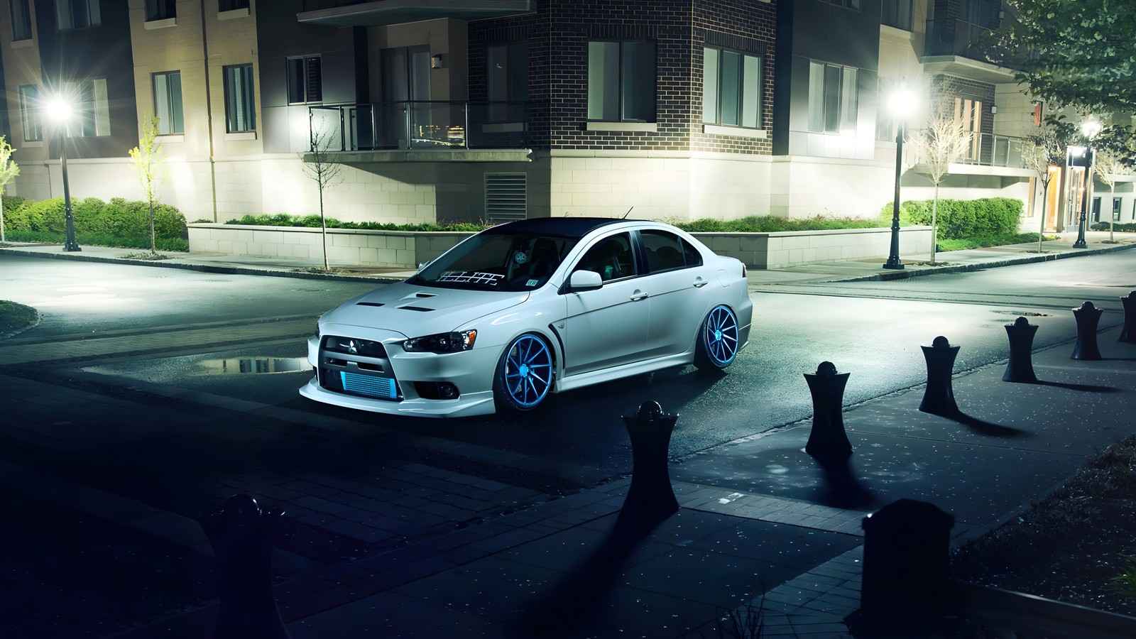 mitsubishi lancer evolution, jdm cars, japanese, night, cars Download Wallpaper