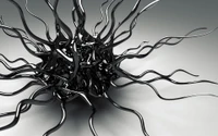 Abstract Black Metal Alloy Sculpture with Flowing Tendrils