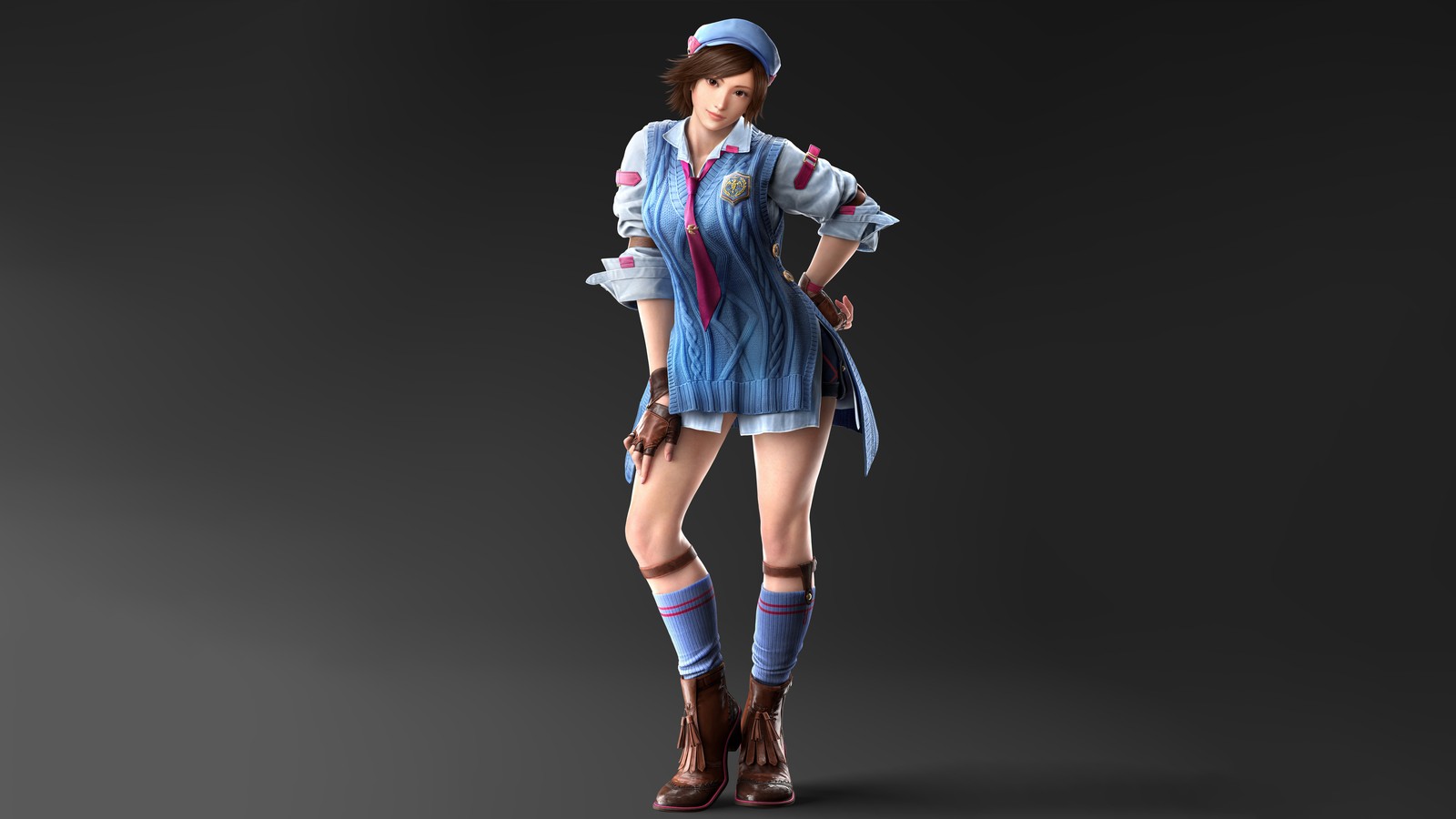 Скачать обои асука казама, asuka kazama, tekken 8, тёмный фон, 5k