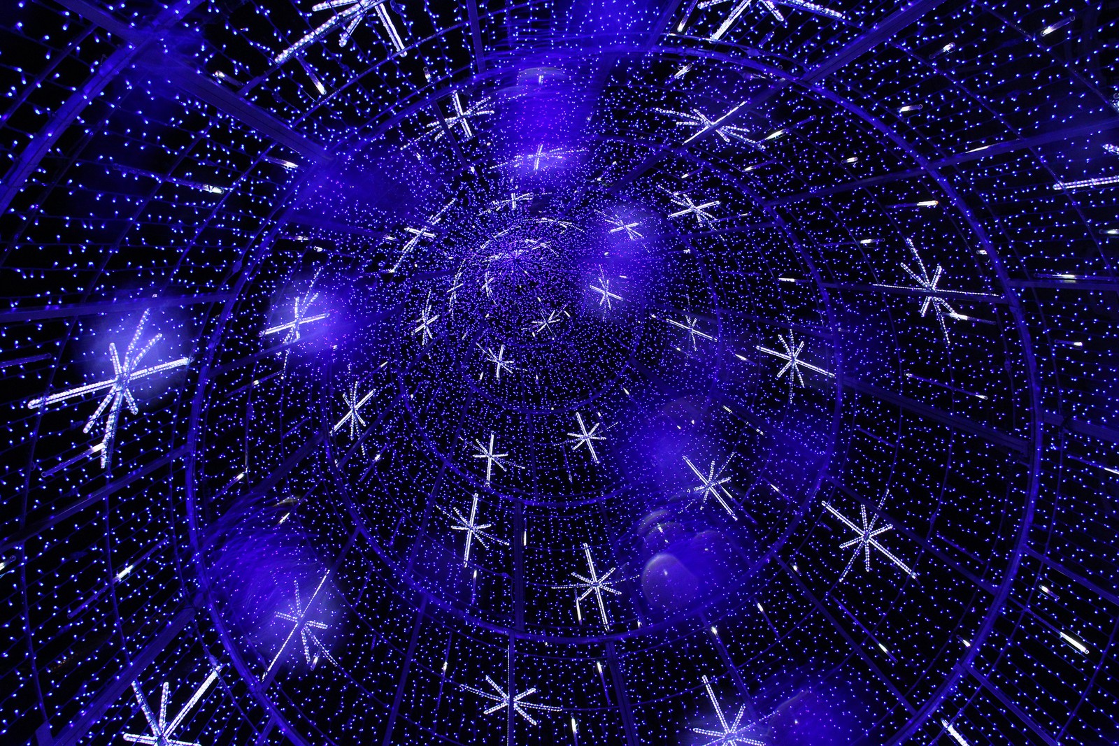 A close up of a blue and white star filled ceiling (purple, blue, violet, astronomical object, electric blue)