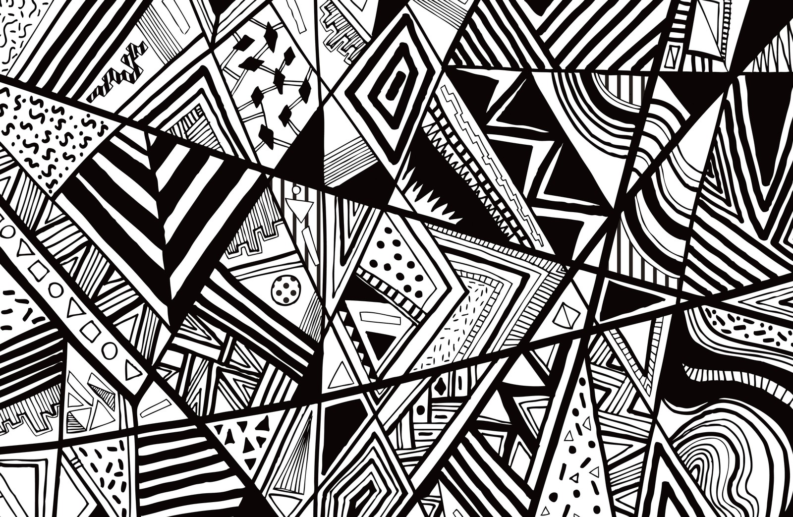 A black and white drawing of a pattern with lines (black and white, drawing, abstract art, pattern, design)