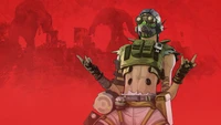 Octane de Apex Legends en una pose de acción contra un fondo rojo vibrante.