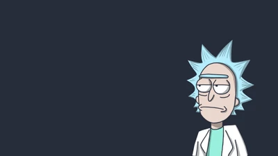 Rick Sanchez de "Rick e Morty" com uma expressão frustrada contra um fundo escuro.