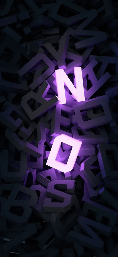 Symmetrical Glow of Illuminated Letters in Dark Violet