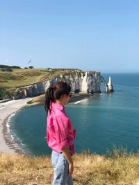 Summer Serenity at the Coastal Headland Overlooking the Ocean