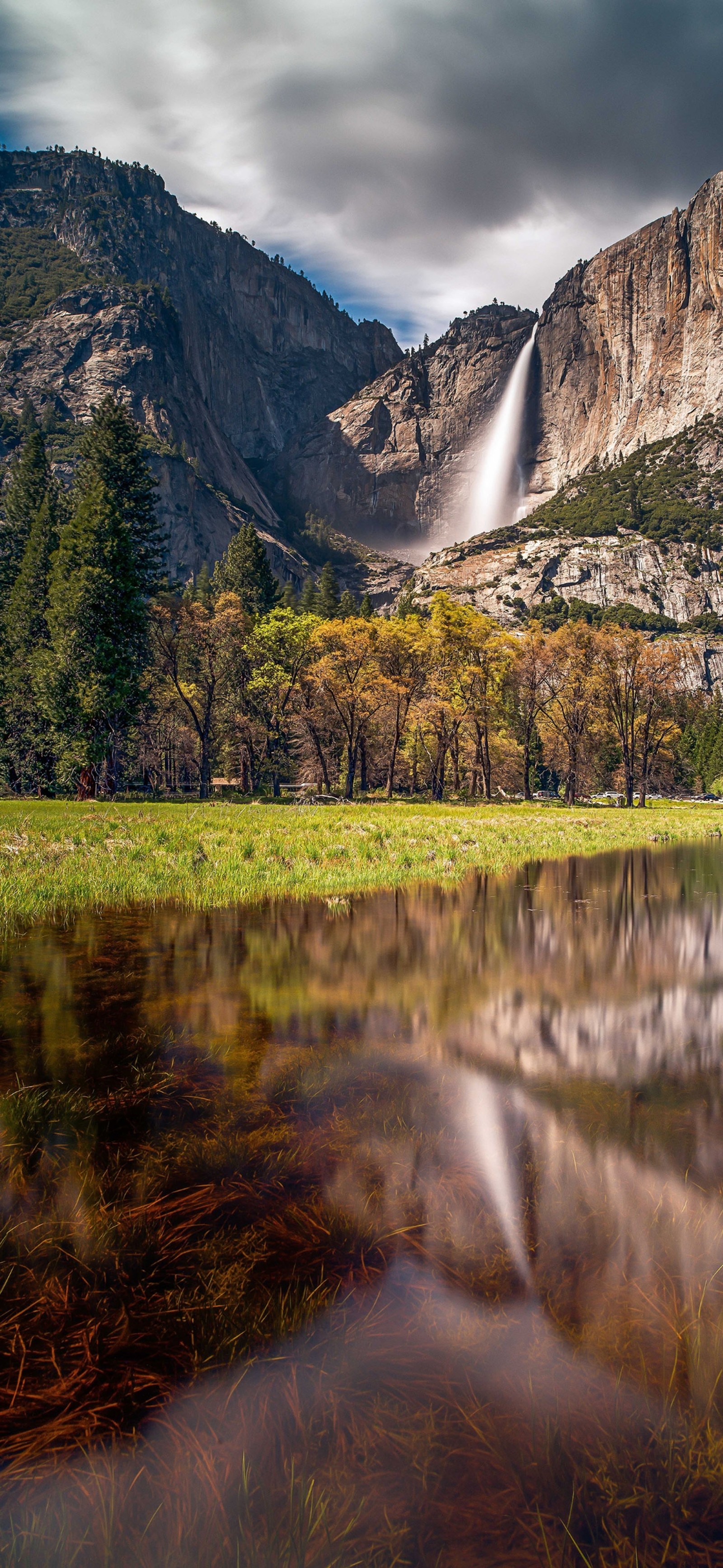 Скачать обои национальный парк йосемити, водопад йосемити, yosemite falls, полукруглый купол, долина йосемити