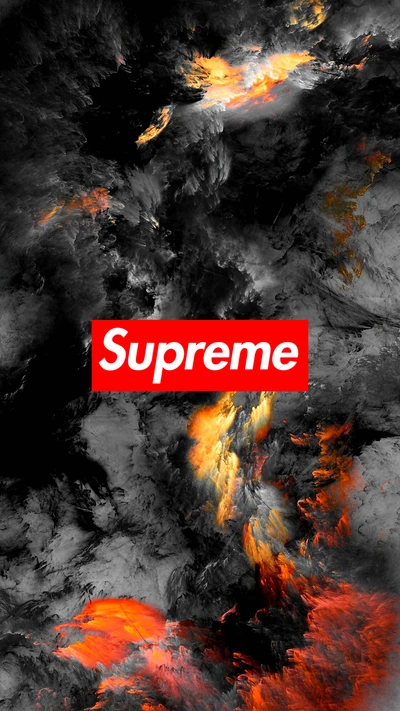 Logo de Supreme contra un fondo abstracto tormentoso