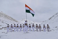 indian, army, flag, tricolor, mountains