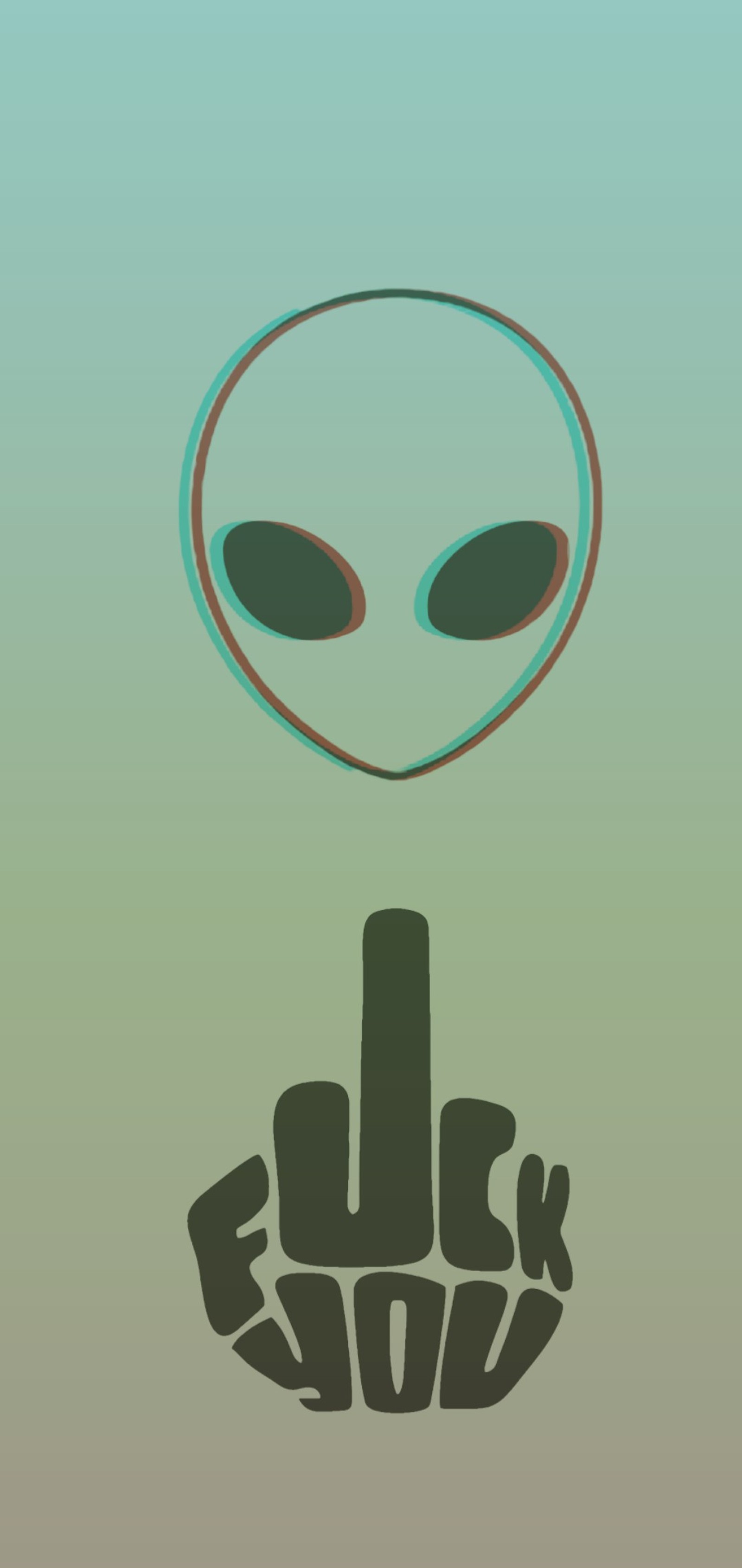 There is a green alien head above a finger with a finger down sign (alien, hd, marciano)