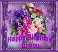 beautiful, birthday, flowers, happy, purple