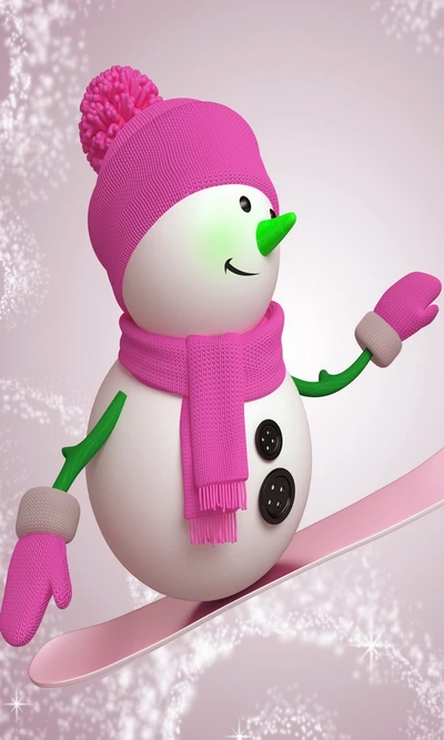 navidad, felices fiestas, rosa, nieve, muñeco de nieve