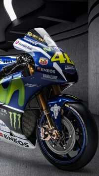 MotoGP da Yamaha com o design icônico de Valentino Rossi