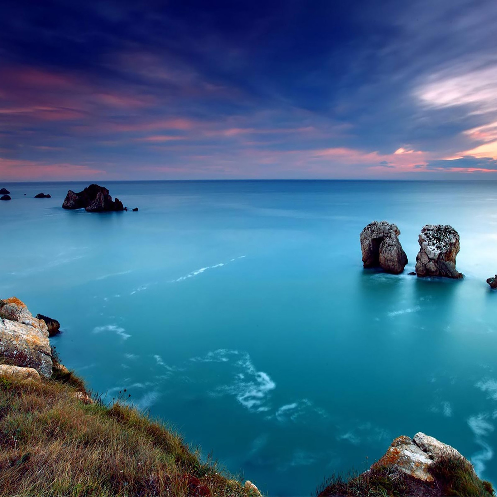 Lade blau, klippe, steine, meer, sommer Hintergrund herunter