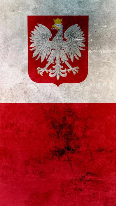 Grunge Polish Flag with Eagle Emblem