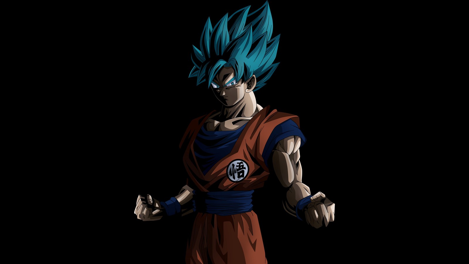 Un personnage de dragon ball très mignon avec des cheveux et des yeux bleus (bleu, dragon, dragon ball, dragon ball super, goku)