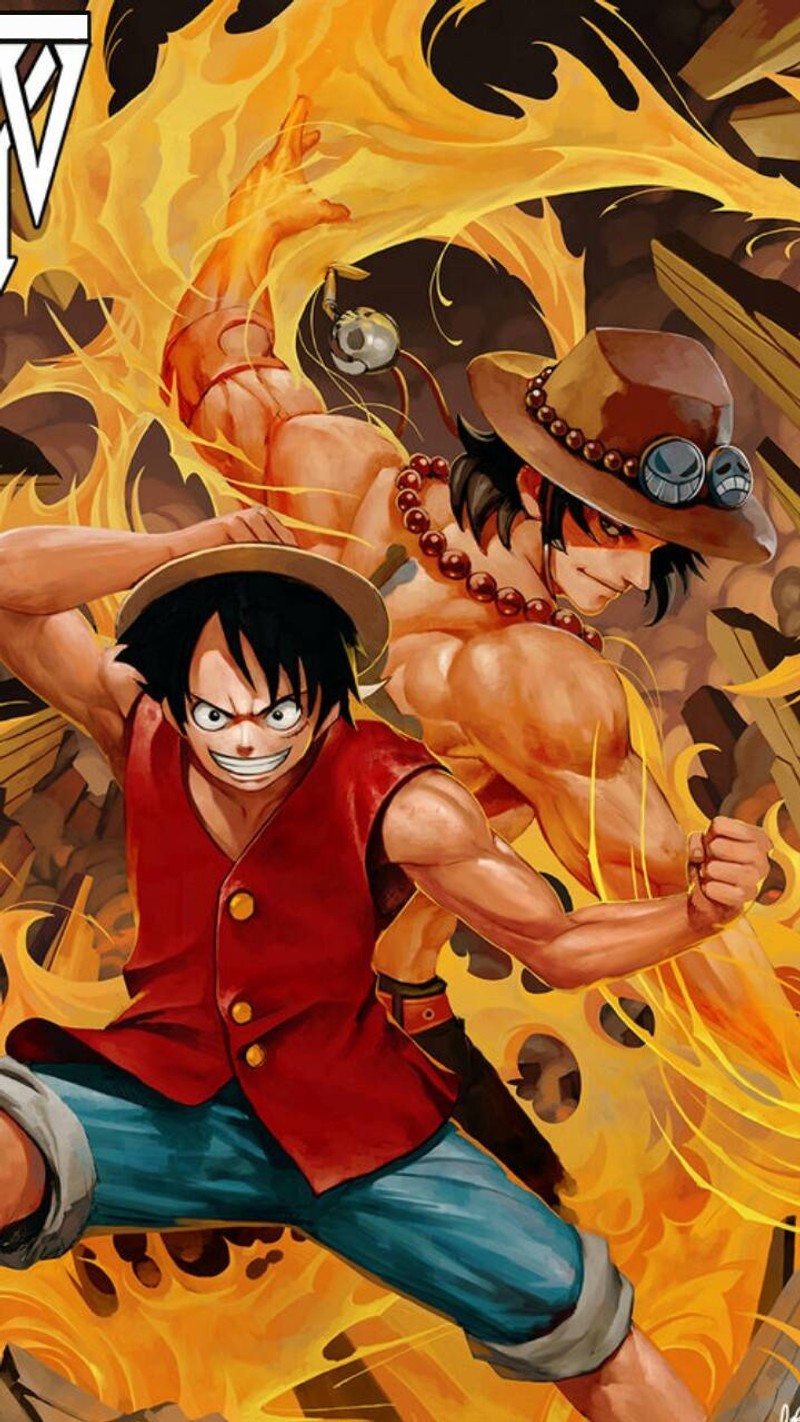 Персонажи аниме в сцене с огнем с мужчиной в шляпе (аниме, anime, ван пис, one piece)